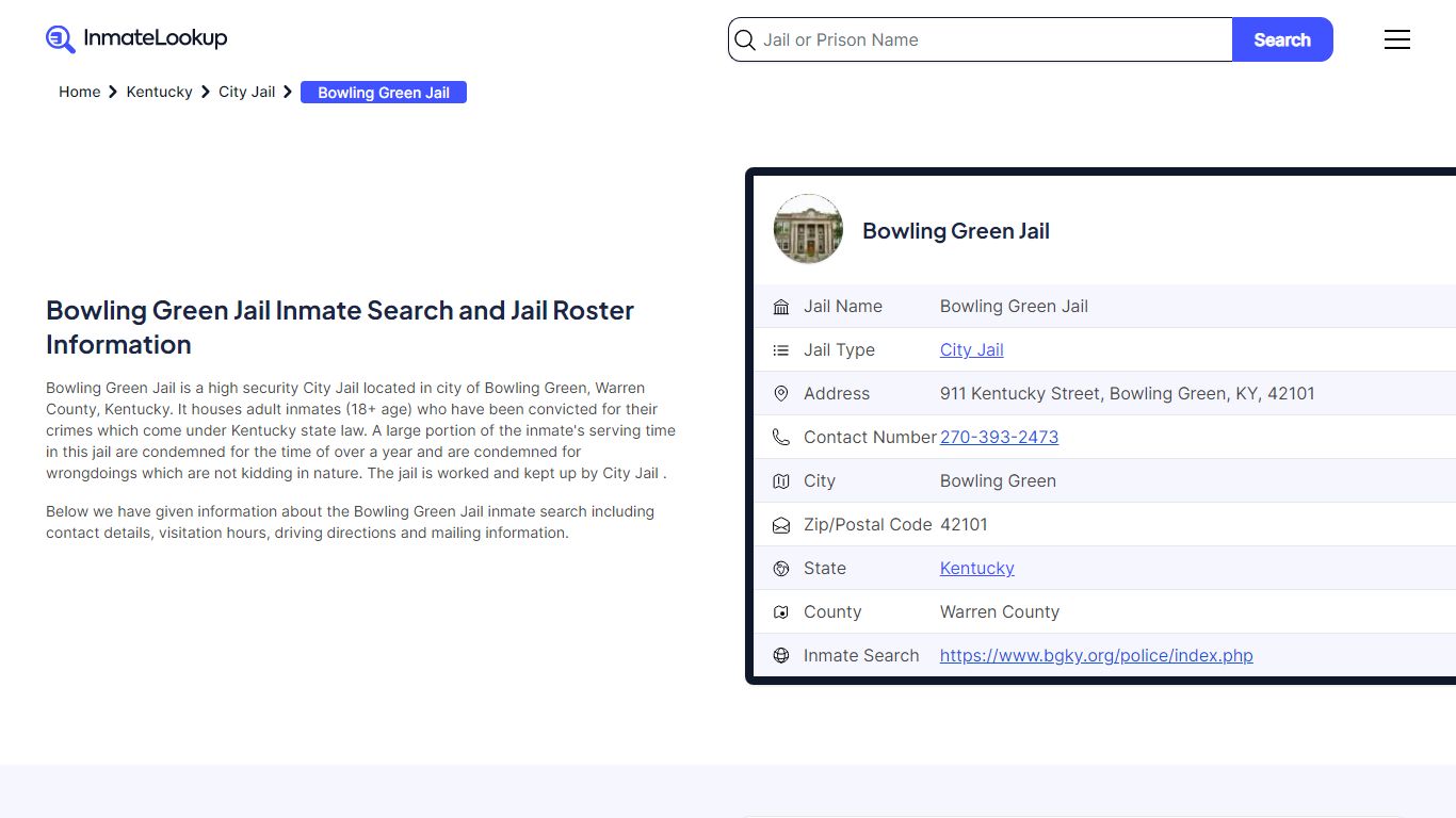 Bowling Green Jail (KY) Inmate Search Kentucky - Inmate Lookup