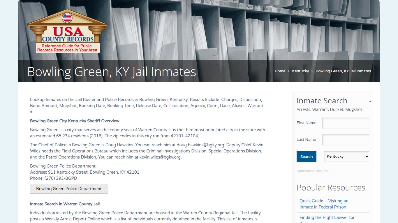 Bowling Green, KY Jail Inmates | Name Search